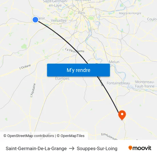 Saint-Germain-De-La-Grange to Souppes-Sur-Loing map