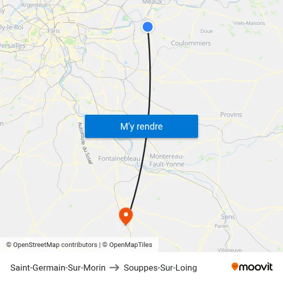 Saint-Germain-Sur-Morin to Souppes-Sur-Loing map