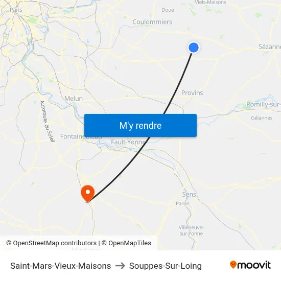 Saint-Mars-Vieux-Maisons to Souppes-Sur-Loing map
