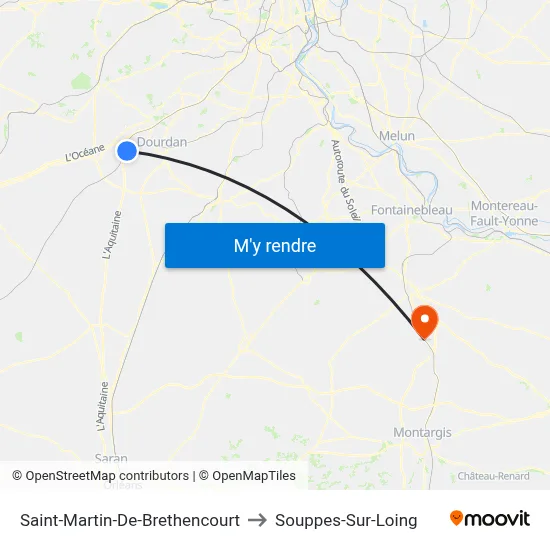 Saint-Martin-De-Brethencourt to Souppes-Sur-Loing map