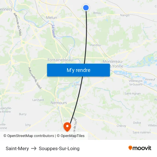 Saint-Mery to Souppes-Sur-Loing map