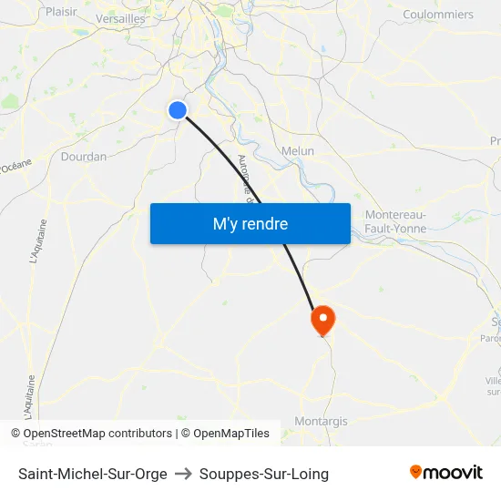 Saint-Michel-Sur-Orge to Souppes-Sur-Loing map