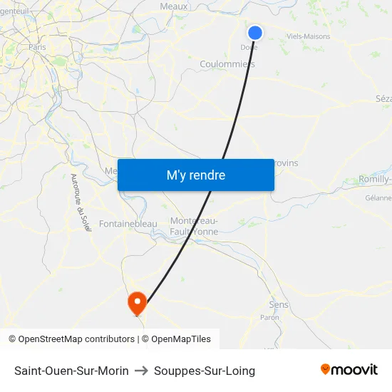 Saint-Ouen-Sur-Morin to Souppes-Sur-Loing map