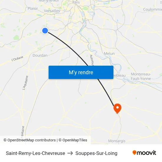 Saint-Remy-Les-Chevreuse to Souppes-Sur-Loing map