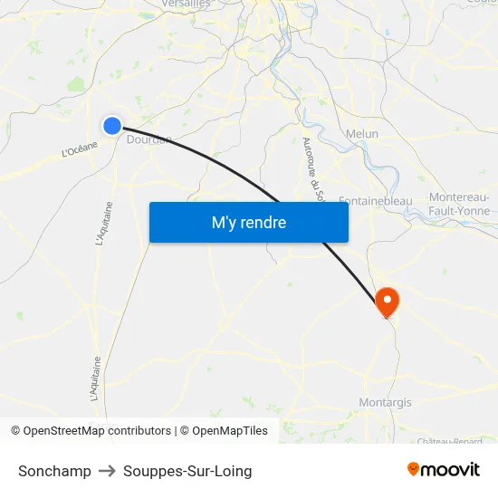 Sonchamp to Souppes-Sur-Loing map