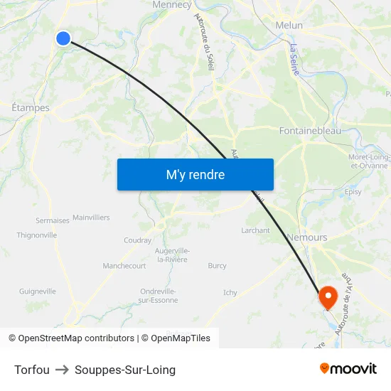 Torfou to Souppes-Sur-Loing map