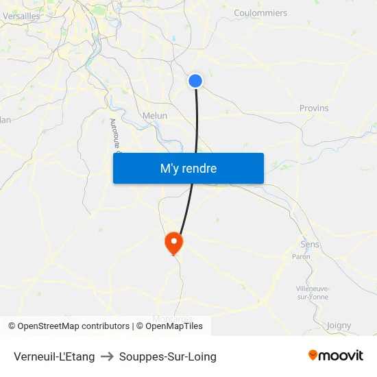 Verneuil-L'Etang to Souppes-Sur-Loing map