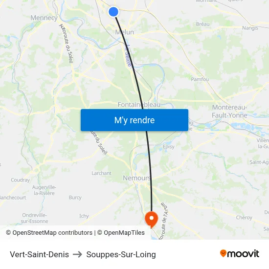 Vert-Saint-Denis to Souppes-Sur-Loing map