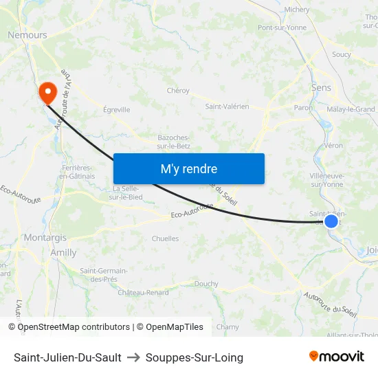 Saint-Julien-Du-Sault to Souppes-Sur-Loing map