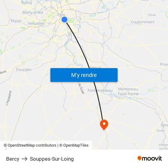 Bercy to Souppes-Sur-Loing map