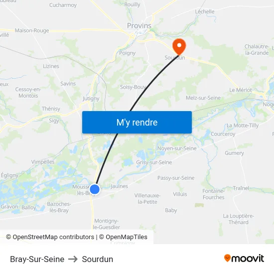 Bray-Sur-Seine to Sourdun map