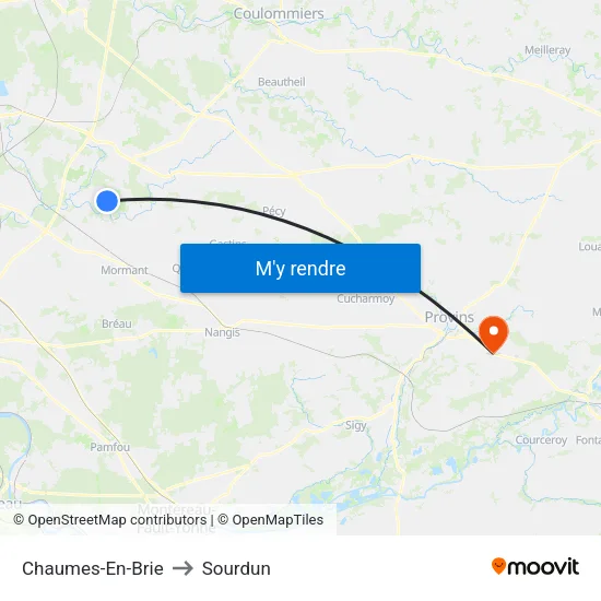 Chaumes-En-Brie to Sourdun map