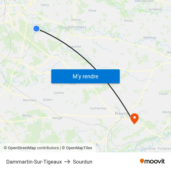Dammartin-Sur-Tigeaux to Sourdun map