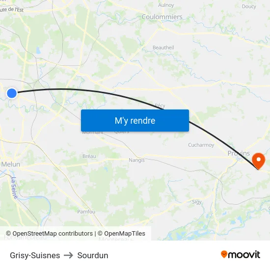 Grisy-Suisnes to Sourdun map