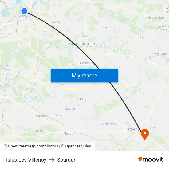 Isles-Les-Villenoy to Sourdun map