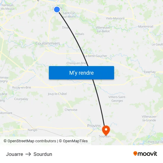 Jouarre to Sourdun map