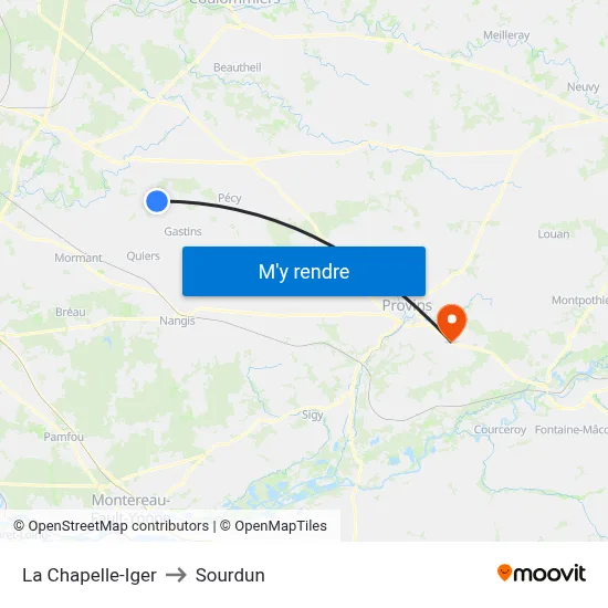 La Chapelle-Iger to Sourdun map