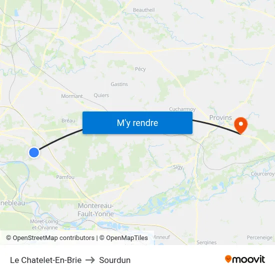 Le Chatelet-En-Brie to Sourdun map