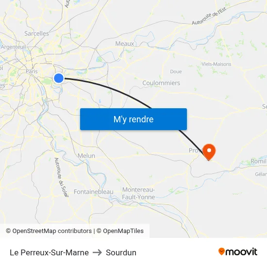 Le Perreux-Sur-Marne to Sourdun map