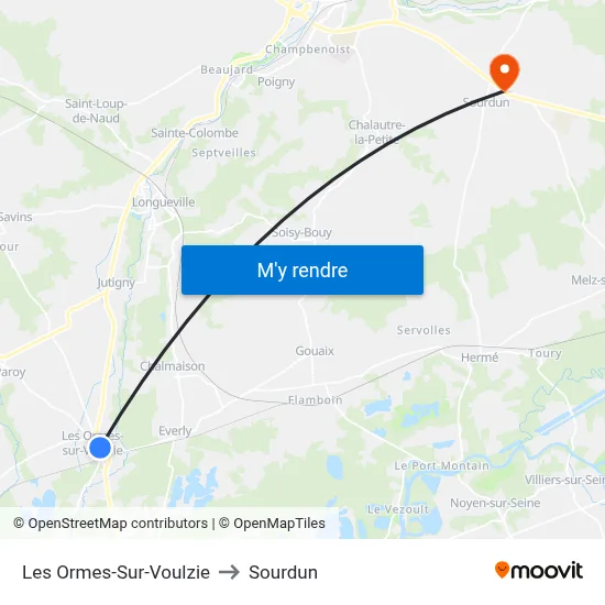 Les Ormes-Sur-Voulzie to Sourdun map