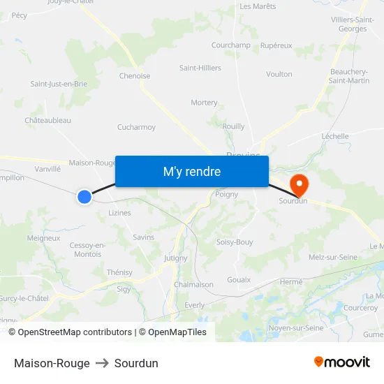 Maison-Rouge to Sourdun map