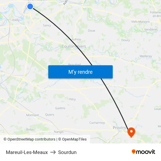 Mareuil-Les-Meaux to Sourdun map