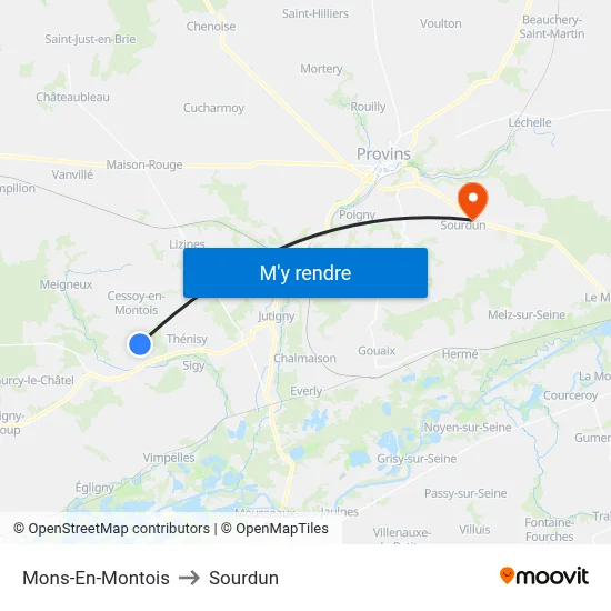Mons-En-Montois to Sourdun map