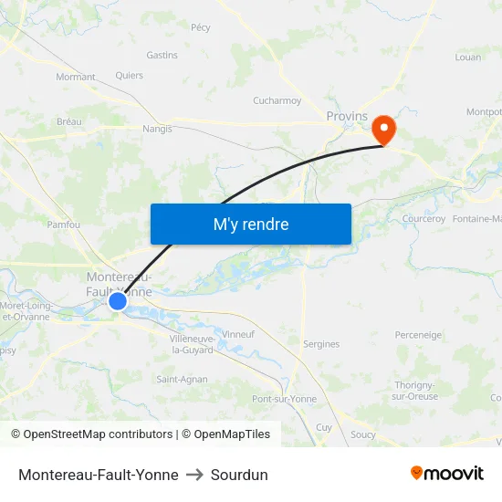 Montereau-Fault-Yonne to Sourdun map