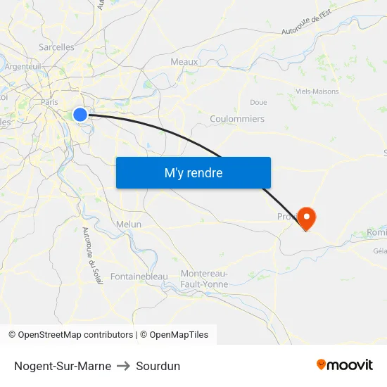 Nogent-Sur-Marne to Sourdun map