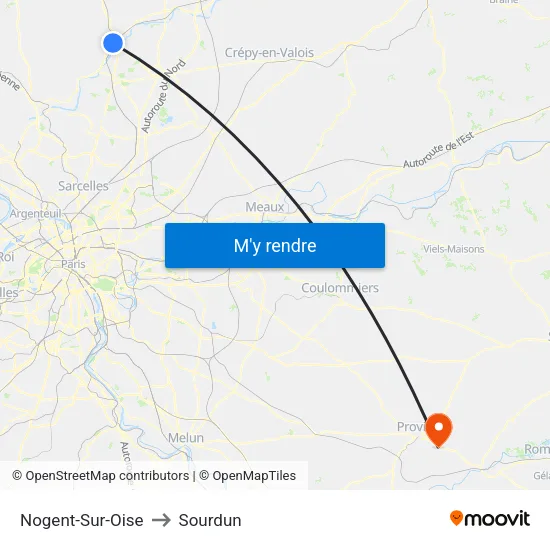 Nogent-Sur-Oise to Sourdun map