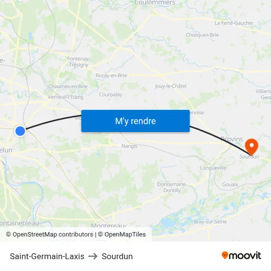Saint-Germain-Laxis to Sourdun map
