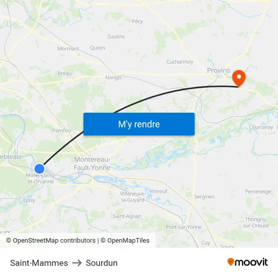Saint-Mammes to Sourdun map