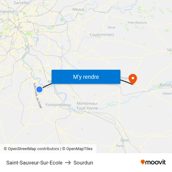 Saint-Sauveur-Sur-Ecole to Sourdun map