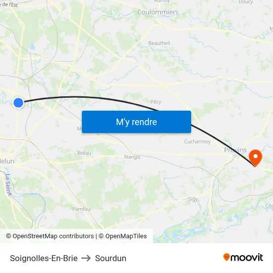 Soignolles-En-Brie to Sourdun map