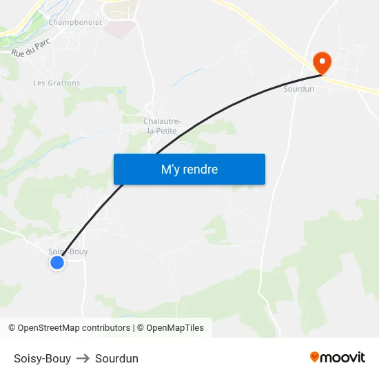 Soisy-Bouy to Sourdun map