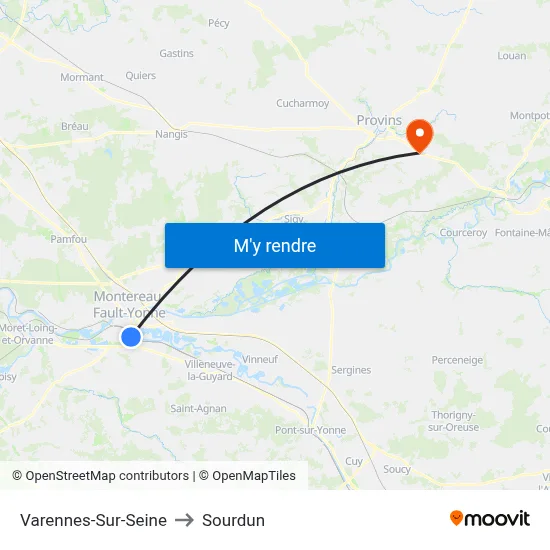 Varennes-Sur-Seine to Sourdun map