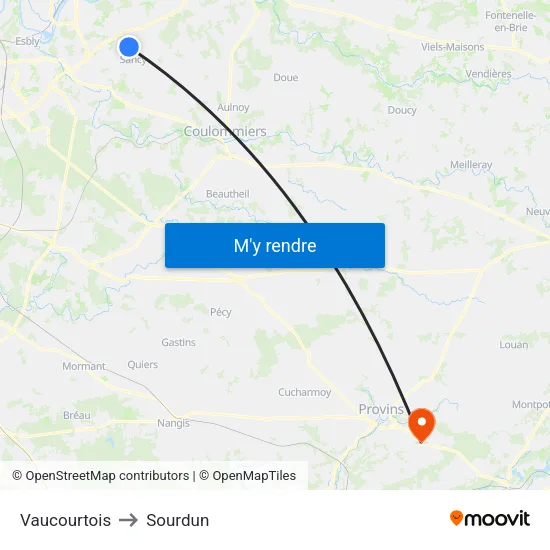 Vaucourtois to Sourdun map