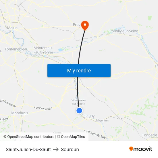 Saint-Julien-Du-Sault to Sourdun map