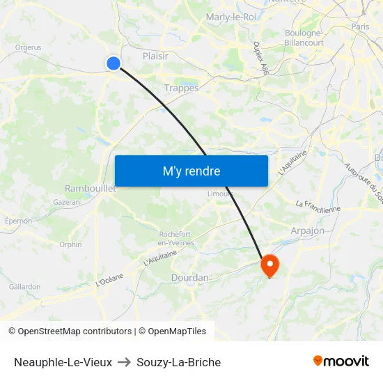 Neauphle-Le-Vieux to Souzy-La-Briche map