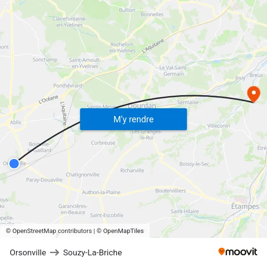 Orsonville to Souzy-La-Briche map