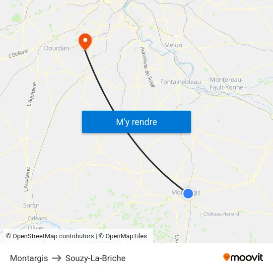 Montargis to Souzy-La-Briche map