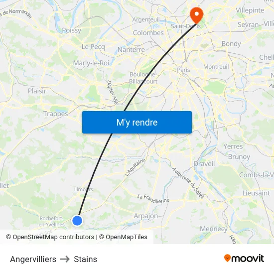 Angervilliers to Stains map