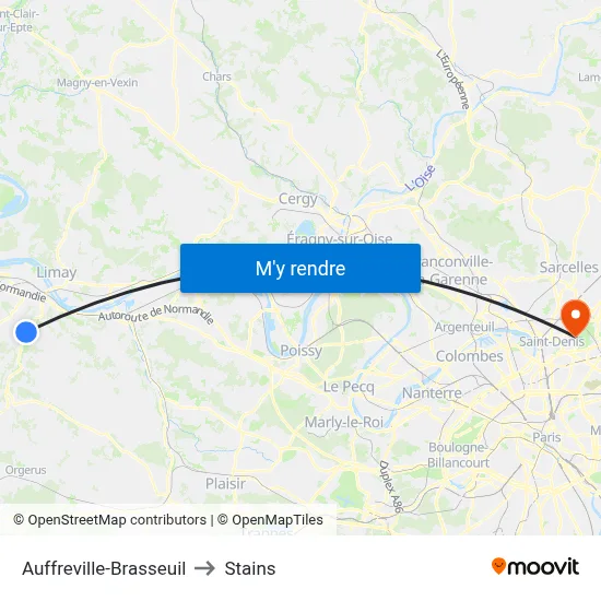 Auffreville-Brasseuil to Stains map