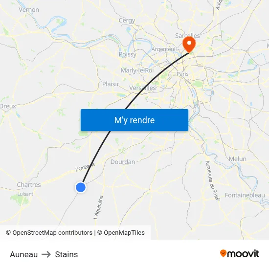Auneau to Stains map