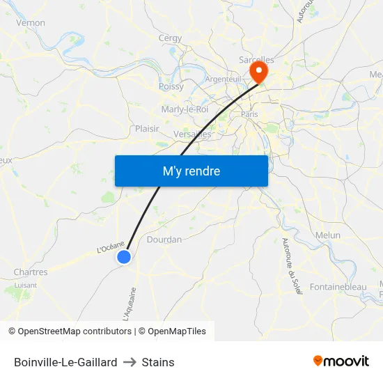 Boinville-Le-Gaillard to Stains map
