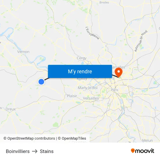 Boinvilliers to Stains map