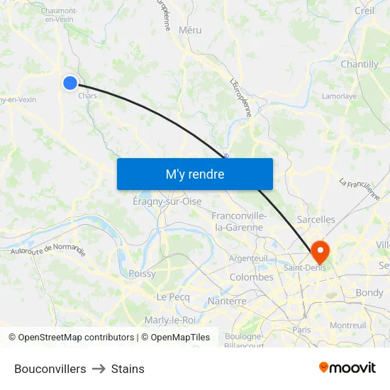 Bouconvillers to Stains map