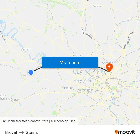 Breval to Stains map