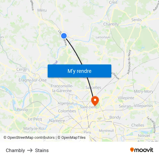 Chambly to Stains map