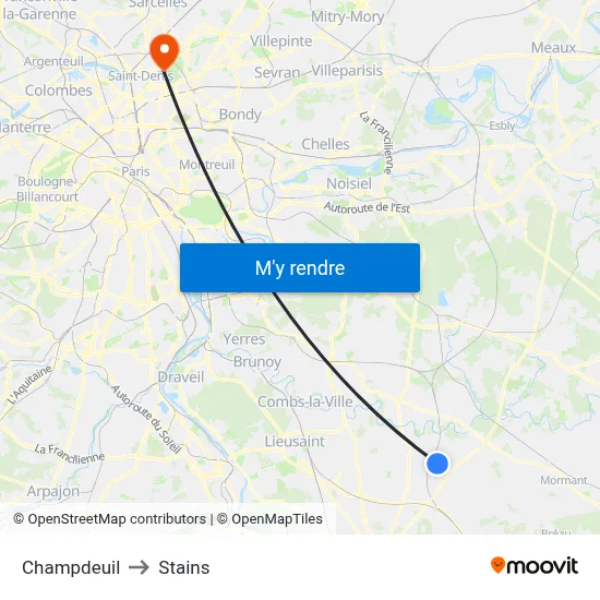 Champdeuil to Stains map